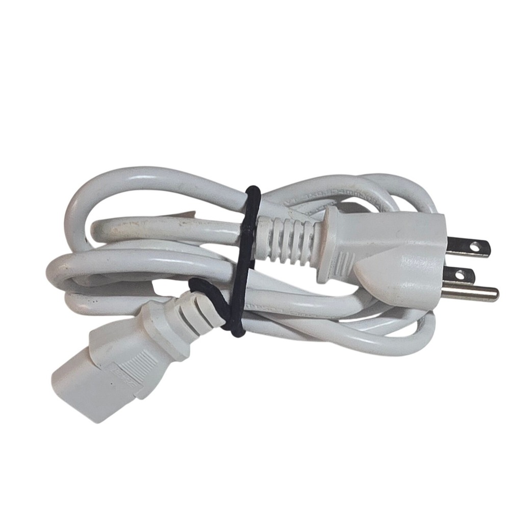Kai Hua White 3-Prong AC Power Cord Cable E254267 18AWG 300V UL Listed‎ C13 Plug